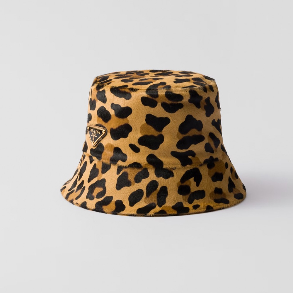 Prada Tan and Black Animal Print Hat